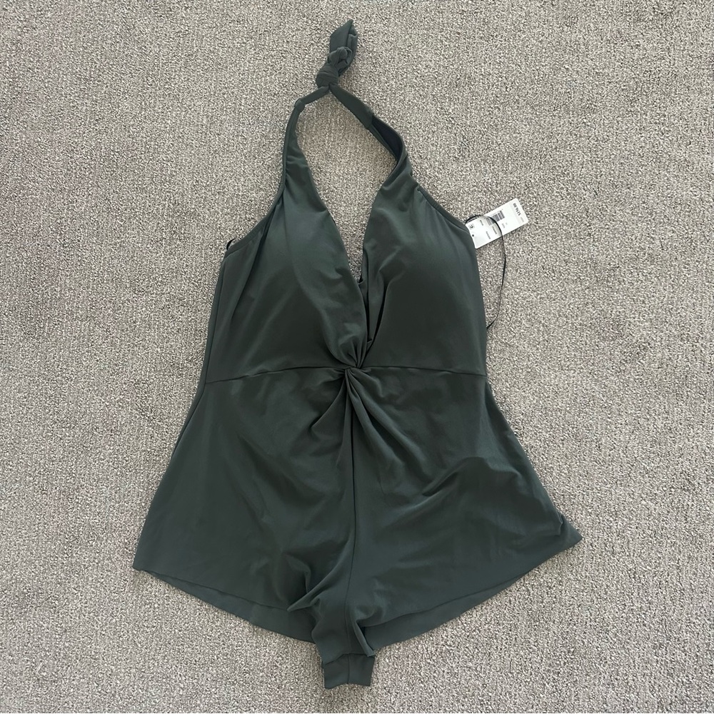 Magicsuit Miraclesuit Yvonne Halter Swim Romper One Piece Military Green Size 14